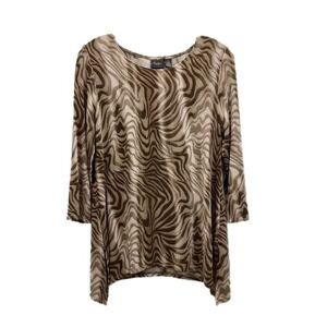 Chico's Travelers Top Womens Small Animal Print Size 0 Slinky Top 3/4 Sleeves